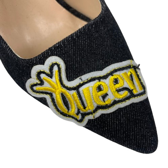 QUPID Black Queen Bee Patch‎ Signal Block Heel Pumps - Picture 3 of 12
